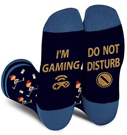 Calzini Giochi Uomo Donna Divertenti - I'M GAMING Gamer Calze Personalizzati Fantasia Colorati Simpatici Strani Colorati Lunghe Natalizi Nero Calze Regalo - Idee Regali Natale Compleanno per Lui Lei