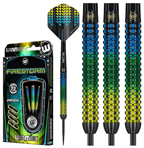 WINMAU Firestorm Profi Wolfram Steeltip Dartpfeile Set mit Flights und Schäfte