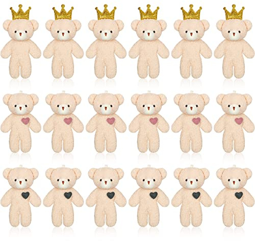 18 Stück Mini-Bär-Spielzeug, 11,9 cm, gefüllter Gelenkbär, weich, kleine Puppe für Schlüsselanhänger, Geburtstag, Hochzeit, Weihnachtsdekoration, Partygeschenk (gemischter Stil)