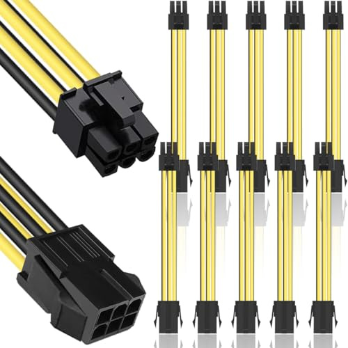 Xiatiaosann Grafikkarte Kabel PCI-E 6-pin Buchse auf PCI-E 6-pin Stecker Adapter Kabel, 10er Pack 6-pin PCI Express Stromkabel für Computer Netzteil, 7,8 Zoll
