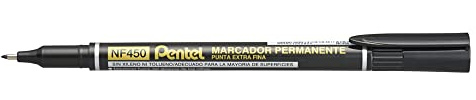 Pentel - Marcador permanente con punta de aguja extrafina de larga duración y tinta de color negro pack x 12 units