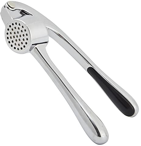 HiramWare Knoblauchpresse, Premium-Rostfreier Küchen-Knoblauchzerkleinerer mit ergonomischem Griff, Ingwerpresse mit gutem Griff, leicht zu reinigen, spülmaschinenfest