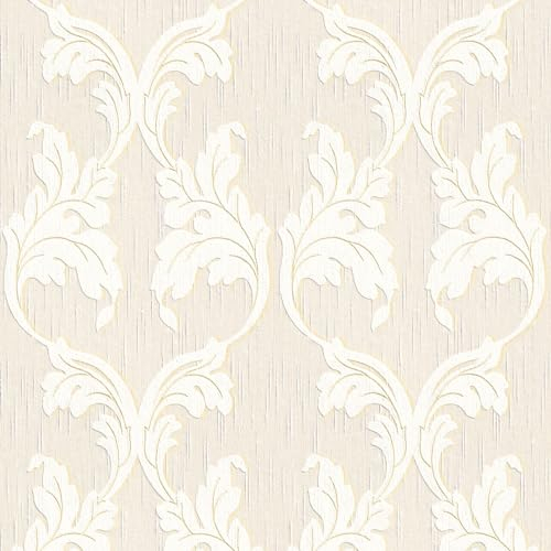 Profhome 956287-GU Textiltapet barock matt färg beige grädde guld 5,33 m2