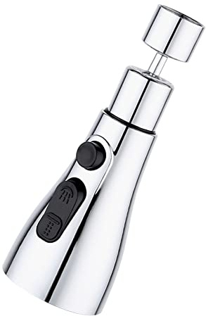 360° Swivel Kitchen Sink Tap Spray Head with 3 Functions Tap Aerator | Attachment Spray Tap Aerator for Kitchen Tap Replacement Spray Head, Chrome Polished