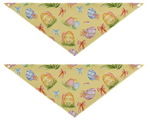 2 Stück Hundehalstücher Haustier Bandana Schal Druckknopf Dreieck Lätzchen Halstuch Set Haustier Urlaub Zubehör Dekor für kleine bis große Welpen Hunde Katzen Medium Bunt Ostern