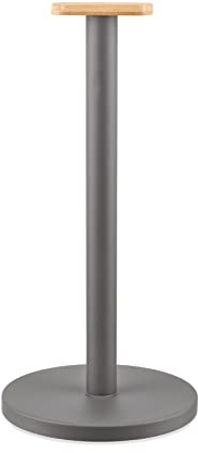Alessi Mattina BG05 DG - Design-Küchenrollenhalter aus Farbigem Stahl mit Epoxidharz und Knopf aus Bambusholz, Dunkelgrau