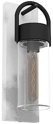 EGLO Wandlampe außen Carraro, Außenbeleuchtung Hauswand | Wand Außenlampe in Beton-Optik, Außenwandleuchte aus Metall in Schwarz und Grau, Glas in Transparent, E27 Fassung, IP44