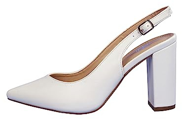 Rio Fiore Dampumps, svart/beige/vit, 8,5 cm blockklack, konstläderimitation, rempumps, 2062A-40-K-PU, Vit, 41 EU