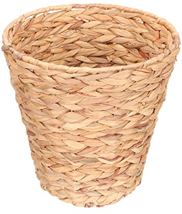 Milisten Woven Storage Basket Wicker Rattan Sundries Organizer Container Trash Can Waste Bin for Home Office Kitchen
