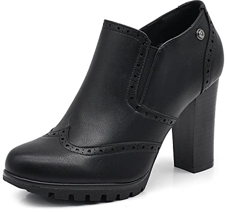 IF Fashion Scarpe da Donna Francesine Ricamo Tacco Grosso Pelle Sintetica CH1990 Nero N.38