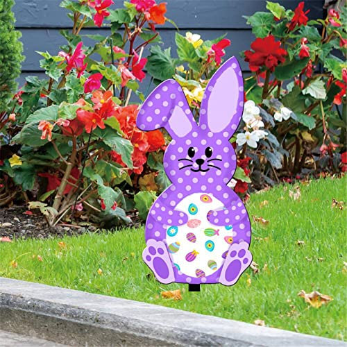 Osterdeko Frühlingsdeko Gartenstecker Metall Garten Osterhase Dekofigur Osterdekoration Hase Gartendeko Indoor Outdoor Osterliche Figuren Festlich Hase Figuren Deko für Rasen, Straße, (B, One Size)