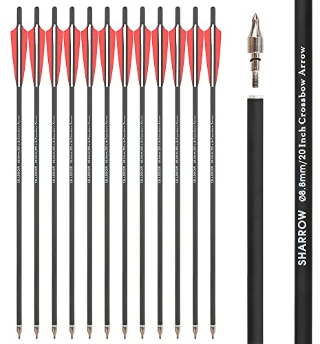 SHARROW Tiro con Arco Carbono Flechas de Ballesta 16 17 18 20 22 Pulgadas Flechas de Carbono Pernos de Ballesta para Caza de Tiro (16, Tipo 1:Rojo)