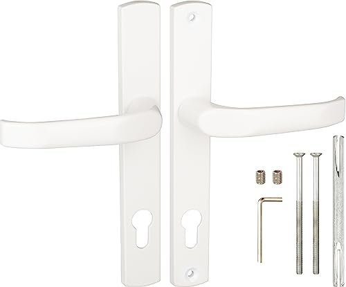 Gamar Türgriffe 92 mm Weiß – Aluminium Türgriff Gartentor - Universal Drückergarnitur Gartentor – Solid Türklinken Set – Profilzylinder Türklinke - Türdrückergarnitur - Drückerpaar