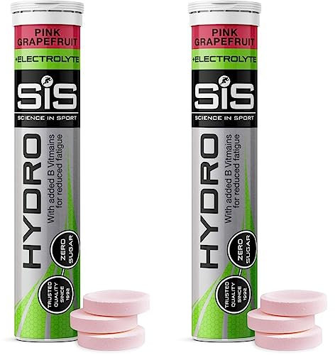 Science In Sport Hydro Hydration Tablets, Gluten-Free, Zero Sugar, Pink Grapefruit Flavour Plus Electrolytes, 20 Effervescent Tablets (Pack of 2)