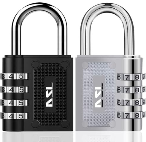 Combination Padlocks, DSL Pack of 2 Padlock with Code (4 Digits) for Gym, School Locker, Combination Bike Lock, Waterproof Padlocks for Outdoor fsuch as Shed, Cabinet, Tool Box