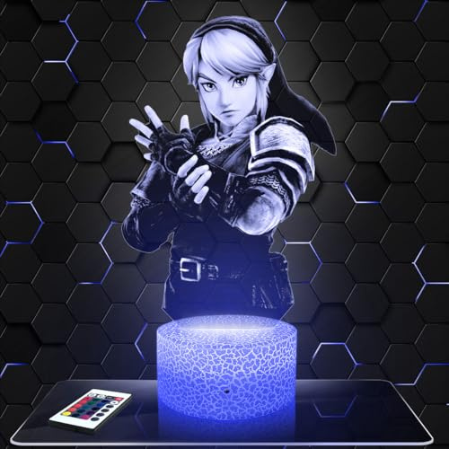 Lampephoto.fr - Link Zel da 3D Lampe, Touch Nachtlicht, Geek Geschenk, Gamer, 3D Led Illusion Geschenkidee Weihnachten Geburtstag Junge und Mädchen, Dekoration für Kinder und Erwachsenenzimmer TOP