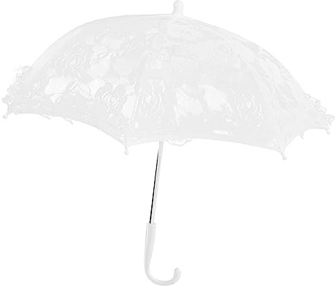 WRITWAA Regenschirm aus Spitze Regenschirm Hochzeitsschirm für Braut Bräutigam khimar hijab elegant die Blumen dekorativer weißer kleiner Kind