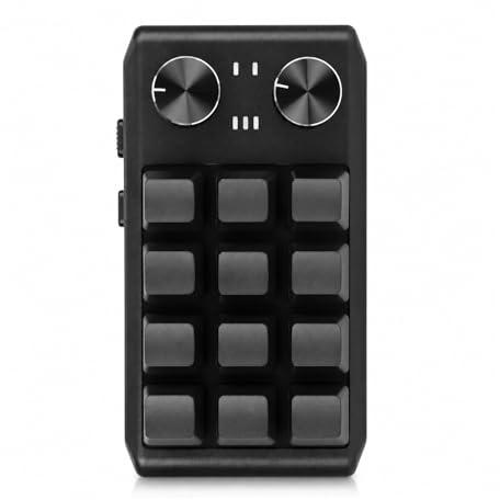 Teclado Personalizado Mini Teclado Mecánico con Interruptor Rojo de 12 Teclas, Teclado Macro Programable de 2 Perillas con Multifunción para Computadora (BT inalámbrico (batería