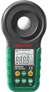 MASTECH MS6612 MS6612B MS6612D Luxómetro Digital 200,000 Multifuncional Iluminómetro Medidor de Luz Lux Medidor de Espectro Prueba Rango Automático Pico Alta Precisión(MS6612D)