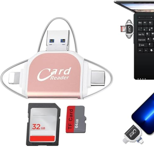 Lector de tarjetas SD TF universal multipuerto 4 en 1, adaptador multipuerto USB C, Plug and Play, lector de tarjetas de memoria TF compatible con iPhone, MacBook Pro y más dispositivos USB C