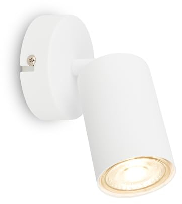 BRILONER - Wall Light, Adjustable Spotlight for Wall or Ceiling, GU10 Socket, max 9W, Wall Lamp, Indoor Wall Lights, Bedside Wall Lamp, Living Room, Bedroom, LED Wall Light, 8x15.5 cm, White