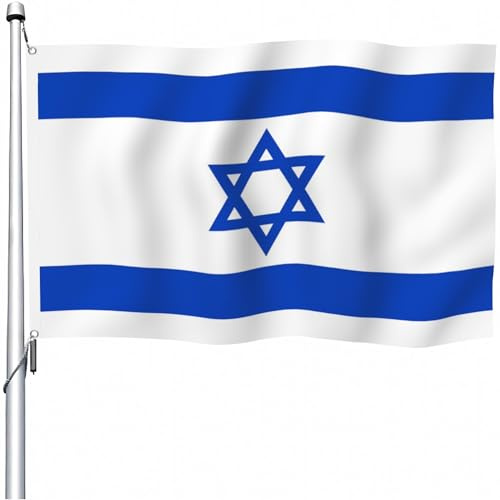 Aoihrraan Bandera Israelí 80x120cm Doble Cara Bandera Israelí Celebración Al Aire Libre Pancarta Jardín Familiar Fiesta Bandera Decorada Con 2 Robustas Máquinas De Precisión De Lazo Cosido