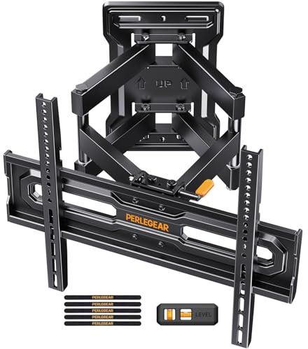 Perlegear Supporto TV Parete 23-70 Pollici, fino a 50 kg, Staffa TV Inclinazione, Rotazione, Estensione, Montaggio Senza Attrezzi, Max VESA 400x400, Preassemblato, Design Moderno, Ideale per Tua Casa