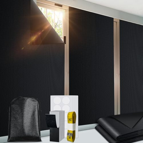 PChero 100% Fenster Verdunkelung, 300x145cm Schwarz Verdunkelungsrollo Dachfenster Ohne Bohren Sonnenschutz Fenster Innen Verdunklungsfolie Lichtundurchlässig Verdunklungsstoff für Fenster Abdunkeln
