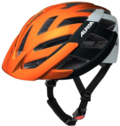 ALPINA PANOMA - Reflektierender & Optimal Belüfteter Fahrradhelm Mit Fliegennetz & Nachrüstbarem LED Für Erwachsene, orange-Black-White Gloss, M (56-59 cm)