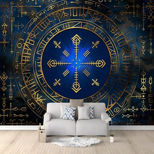Papel Pintado Runas vikingas tótems pintados 250x175 cm Fotomurales Salón Dormitorio Despacho Pasillo Decoración murales decoración de paredes moderna