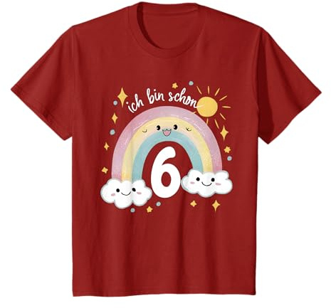 6. Geburtstag Kindergeburtstag 6 Jahre Geburtstag Regenbogen T-Shirt