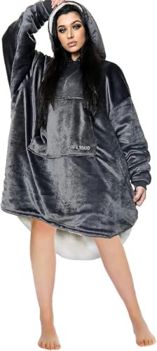 Hug Snug Hoodies Winter Oversized Wearable Blanket With Pocket Men Women Comfy Hoodie Polyester, One Size Fits All (Charcoal)