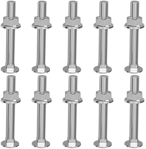 Dayalo 10 Stück Schlossschrauben M8x60, Schloßschrauben, Torbandschrauben mit Flanschmuttern, Edelstahl A2 V2A, Flachrundschrauben mit Vierkantansatz