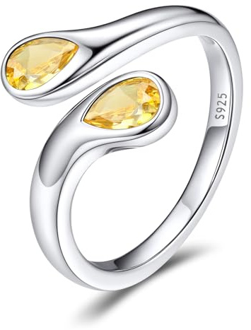 Bestyle Ringe Sterling Silber 925 Damen Verstellbare mit Geburtsstein | Silber/Gold Offen Damenring Verlobungsring Promise Ringe Anti Stress Ring Geburtstags Geschenk für Frauen