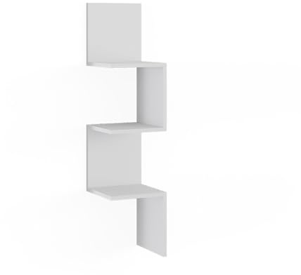 Vicco Mensola ad angolo Paolo, Bianco, 28 x 116.4 cm, montabile per riporre libri e decorazioni