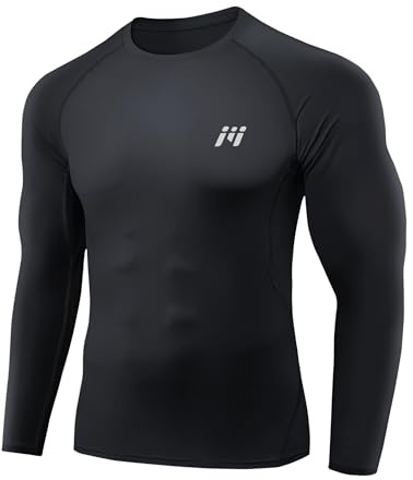 MEETWEE Kompressionsshirt Herren, Langarm Funktionsshirt Männer Sportshirt Training Fitnessshirt Atmungsaktiv Laufshirt Unterhemd für Laufen Jogging Sport Turnhalle