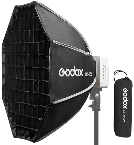 Godox Boîte à lumière Godox ML-SF50 octogonale - 50 cm x 50 cm - Pour lumière vidéo LED ML100Bi, ML100R, ML60IIBi, ML60Bi, ML60, ML30Bi, ML30