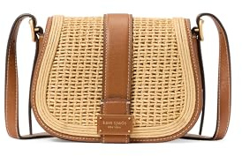 kate spade new york Women's Nouveau Textured Leather Mini Saddle Crossbody Bag, Cavern Clay Straw, S