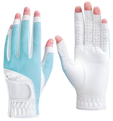 RUIXIA Gants de Golf Femme Gants Doigts Ouverts pour Un Écran Tactile Main Gauche et Droite Mitaine Respirant en Maille Antidérapants pour Sports d'Extérieur Cyclisme Entraînement Fitness