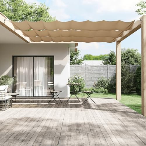 Item-Toldo vertical gris pardo 100 x 420 cm tela Oxford, césped y jardín, vida al aire libre, sombrillas y sombrillas para exteriores