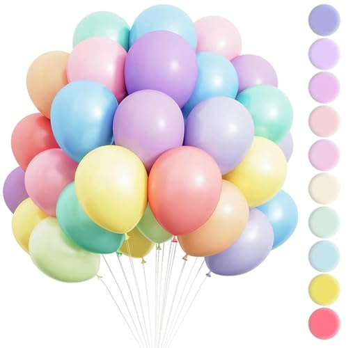 100 Stück Makronen Luftballon Regenbogenfarben Pastell Luftballons Bunt Pastell Ballon Girlande Geburtstag Mädchen für Geburtstag Babyparty Hochzeit Baby Shower Verlobung Deko
