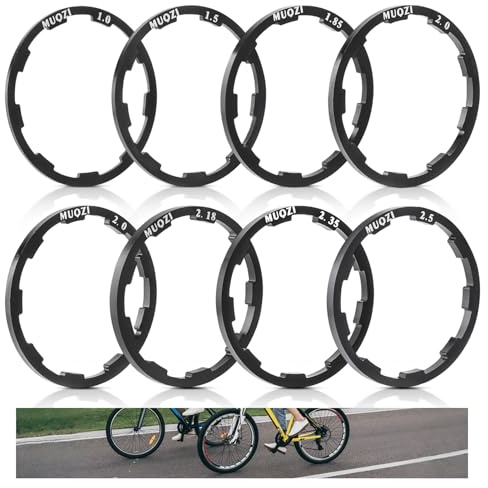 UIHRLM 8PCS Bicycle Flywheel Hub Washer Spacer, Aluminum Alloy Bike Cassette Spacers with 7 Sizes, 1.0/1.5/1.85/2.0/2.18/2.35/2.5mm Bicycle Bottom Bracket Spacer Washer Gasket for Road, Mountain Bikes
