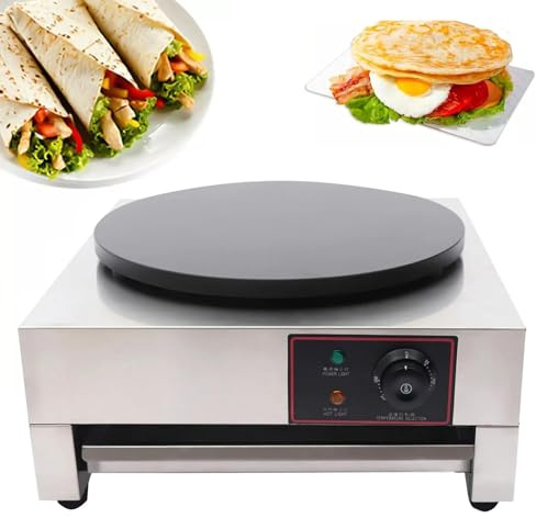ZHJOPP Poêle à crêpes électrique antiadhésive, Machine à crêpes aux œufs Commerciale, crêpe à Plaque chauffante 50-300°C, adaptée aux œufs, crêpes, omelettes et quesadillas