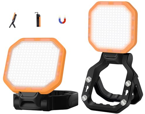 Jueholla Arbeitsleuchte LED Akku (2 Stück), 2500LM, 6000mAh, Magnetfuß | 30W, 4 Lichtmodi, 360° Drehbar, USB-Ausgangsfunktion, IP44, Leicht & Tragbar für Camping, Baustelle, Garage, Notfall