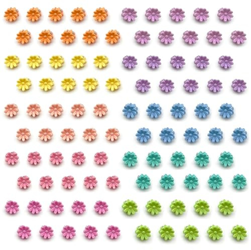 Mini Flower Hair Clips, 100Pcs Colorful Mini Baby Hair Clips, Daisy Flower Clips Pins Hair Barrettes Toddler Hair Accessories for Women Girls Kids Teens