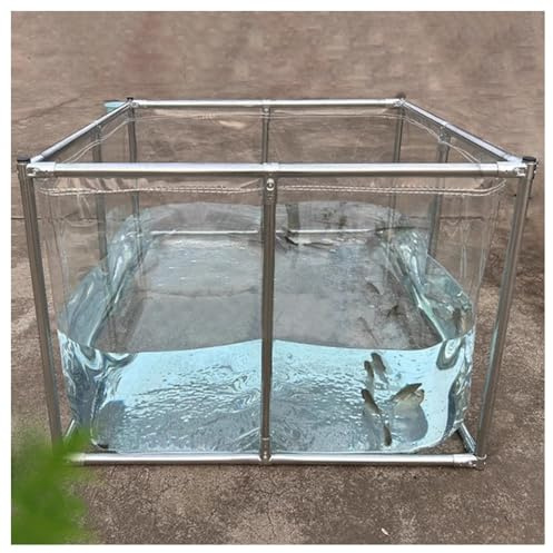 GZHERVICES Bassin À Koï en PVC Robuste avec Fenêtre Transparente Et Vanne De Vidange, Aquarium Hors Sol À Cadre en Acier pour Élevage De Poissons Et Jardin (Assemblage Facile)(Clear,100x60x50cm)