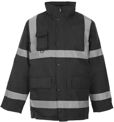 Hi Vis Traffic Jacket Waterproof Reflective Padded Parka Coat for Men Women Winter Safety Workwear PPE Security High Visibility Waterproof Windproof Protective Jacket