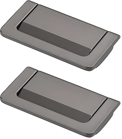 AQCDPJYU 2 tiradores de cajón bolsillo acero cepillado, puerta con aro empotrado, pomos ocultos for cocina, armarios, cajones, aleación zinc(Gray)