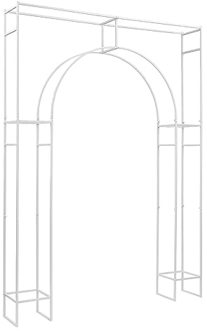 Arche de mariage blanche - 1,8 x 2,4 m - Carré - Intérieur - Acier au carbone - Charge maximale : 20 kg - Résistant aux intempéries - Pour mariage, anniversaire, jardin, fête, photographie