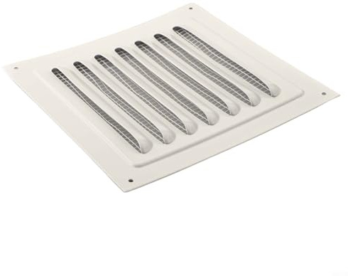 Griglia di ventilazione quadrata in metallo con rete di nylon per condotti a parete o soffitto, in lega di alluminio bianco (165 x 165 mm)